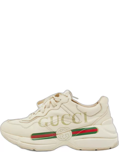 Gucci Cream Leather Rhyton Low Top Sneaker