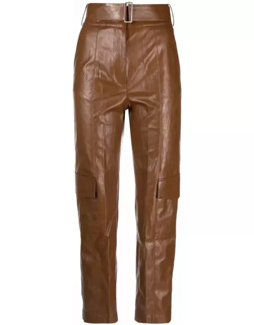 Faux-leather straight trouser