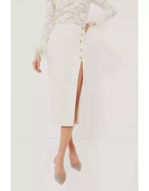 Cream Cord Lace Midi Skirt