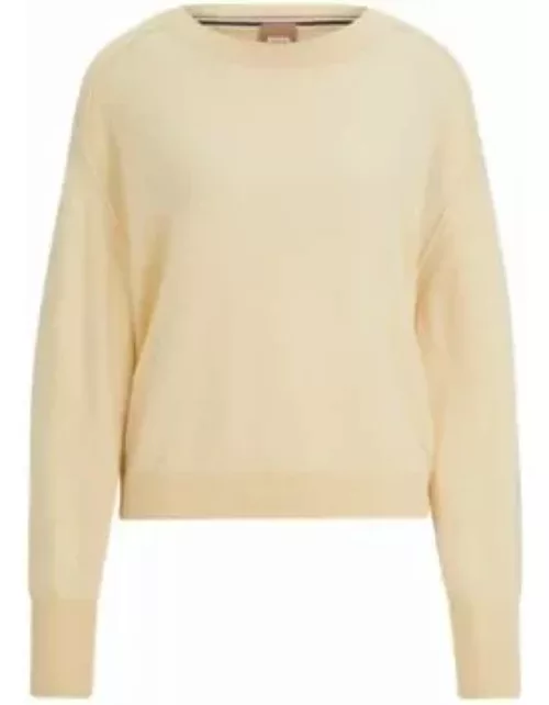 Melange sweater in cashmere with seam details- Patterned Women's Sweater