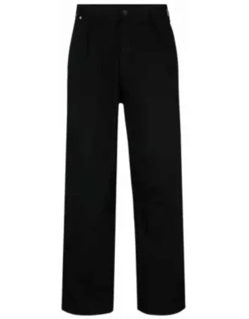 Relaxed-fit trousers in stretch-cotton twill- Black Men's Casual Pant