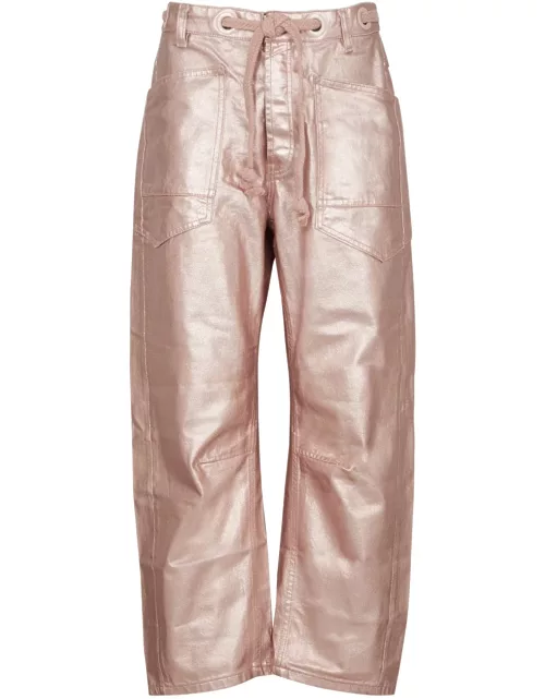 Free People Moxy Metallic Barrel-leg Jeans - Pink - W28 (W28 / UK10 / S)