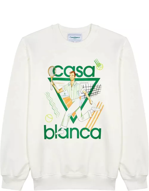 Casablanca Le Jeu Printed Cotton Sweatshirt - Cream