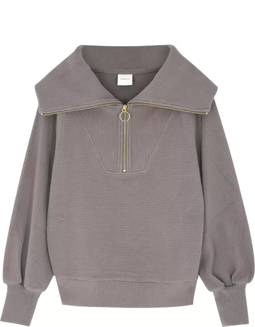 Varley Vine Ribbed Jersey Half-zip Sweatshirt - Charcoal