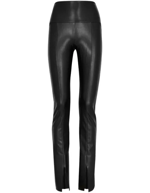 Norma Kamali Spat Faux Leather Flared Leggings - Black - M (UK12 / M)