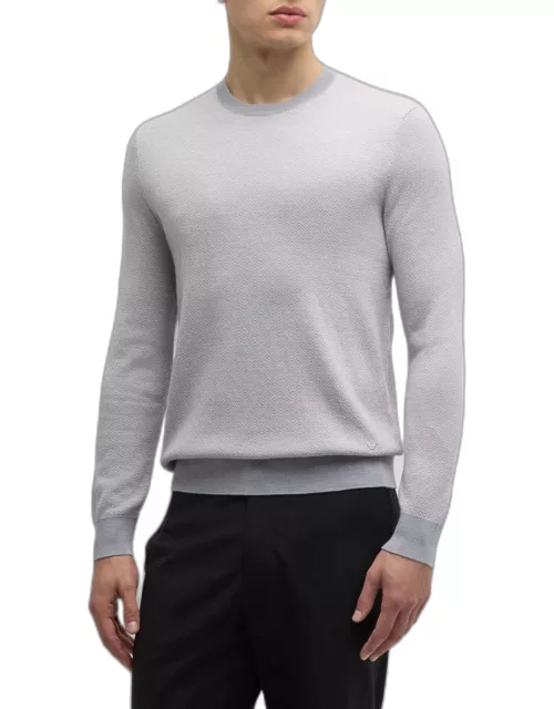 Men's Wool Micro-Geometric Knit Crewneck Sweater