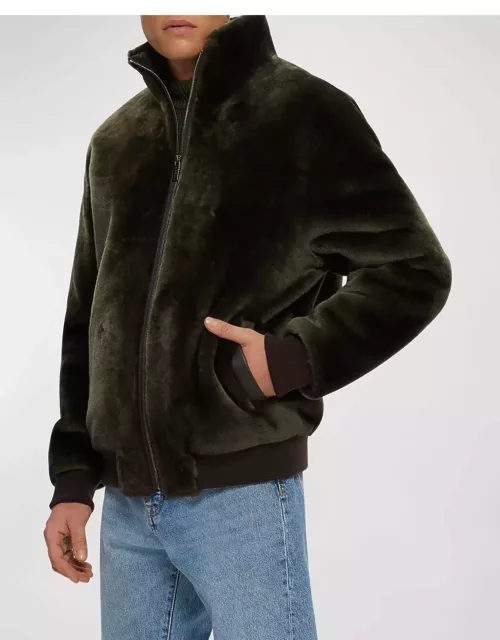 Men's Shearling Lamb Bomber Jacket
