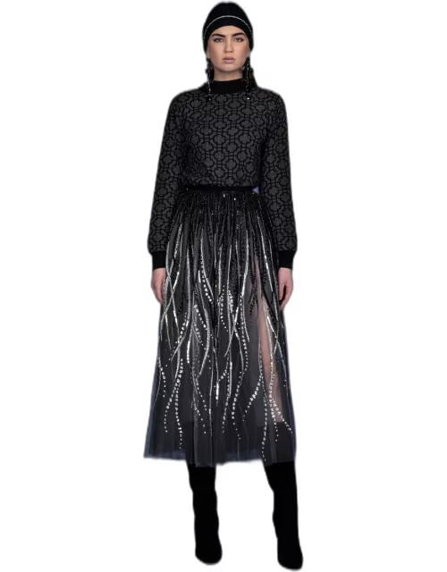 Georges Hobeika Knitted Sweater and Tulle Skirt