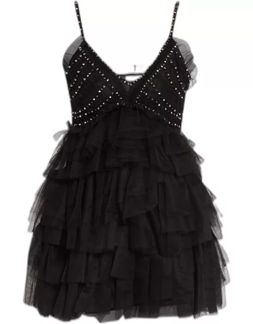Jude Embellished Tulle Tiered Mini Dres