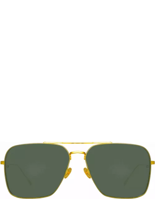 The Asher Men's Aviator Sunglasses in Yellow Gold Frame (C1)