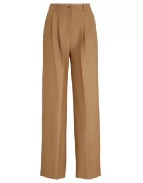 Regular-fit trousers in virgin-wool twill- Beige Women's Formal Pant