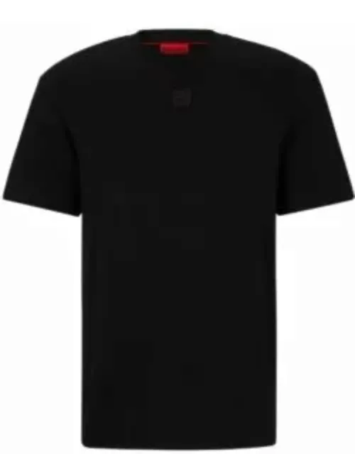 Interlock-cotton regular-fit T-shirt with stacked logo- Black Men's T-Shirt