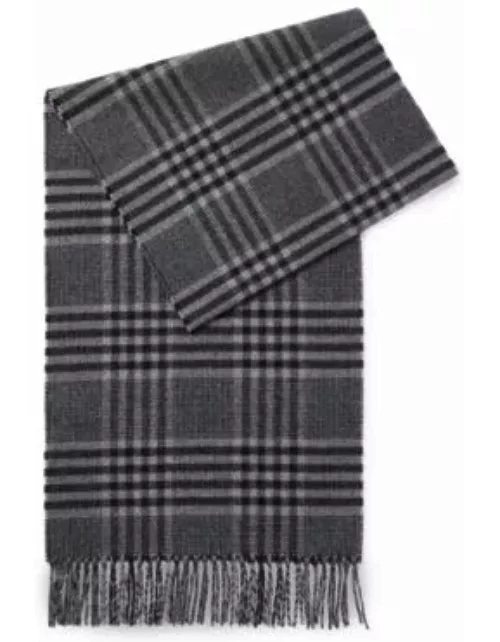Woven scarf in soft wool with all-over pattern- Black Men's Scarve