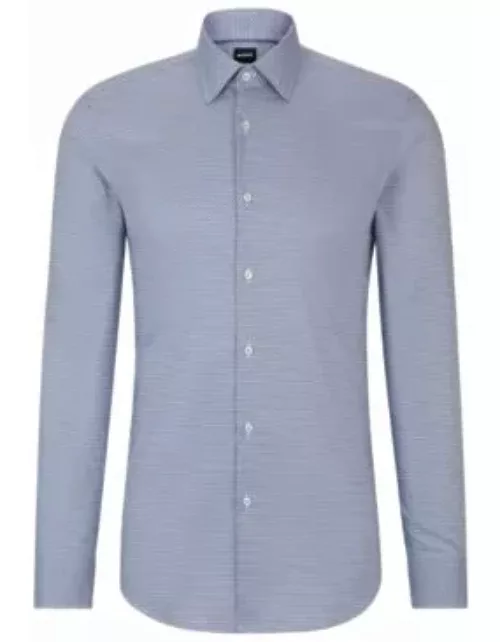 Slim-fit shirt in printed twill- Light Blue Men's Shirt