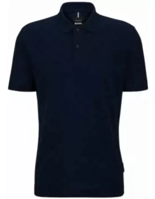 Porsche x BOSS mercerized-cotton polo shirt with check structure- Dark Blue Men's Polo Shirt