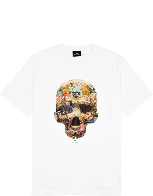 PS Paul Smith Sticker Skull Printed Cotton T-shirt - White