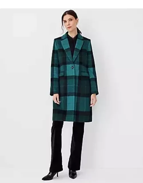 Ann Taylor Petite Plaid Wool Blend Short Chesterfield Coat