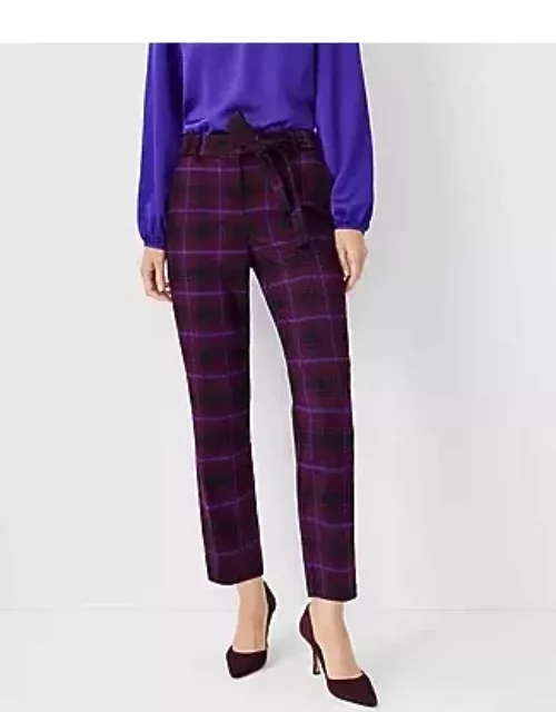 Ann Taylor The Petite Tie Waist Ankle Pant in Plaid