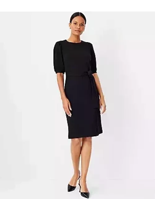 Ann Taylor Petite Puff Sleeve Belted Sheath Dres