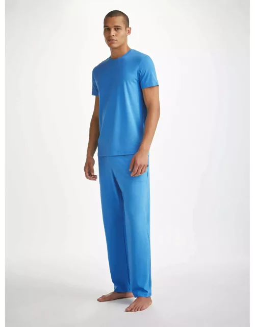 Derek Rose Men's Lounge Trousers Basel Micro Modal Stretch Azure Blue