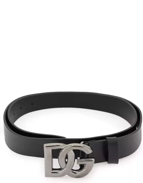 DOLCE & GABBANA Lux leather belt with crossed DG logo