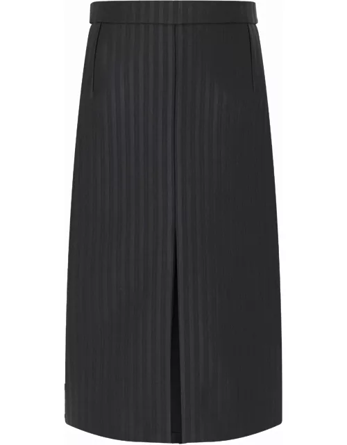 Striped wool and silk skirt