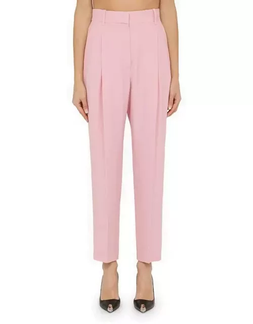 Pink regular trousers with pleat