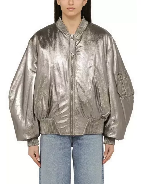 Anya silver leather bomber jacket
