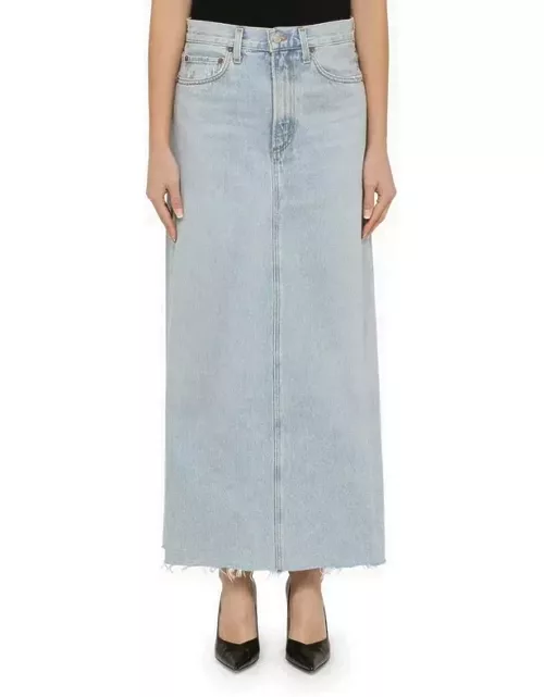 Blue denim long skirt