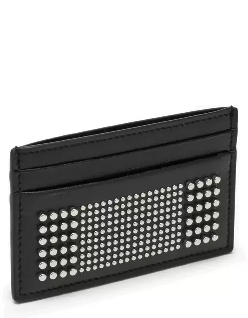Black studded leather card case