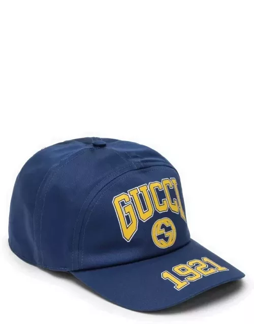 Blue baseball cap with logo