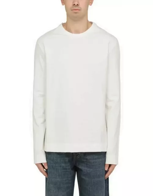 White cotton crew-neck sweater