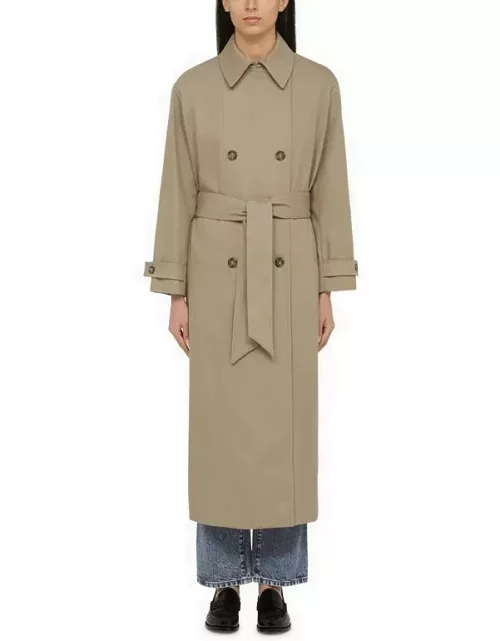 Louise beige double-breasted trench coat with belt