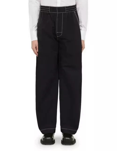 Navy blue trousers in technical nylon