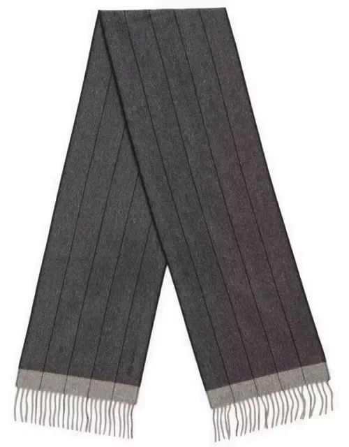 Blue/grey wool scarf with fringe