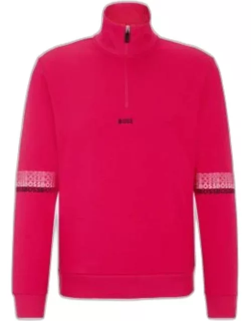 Cotton-blend zip-neck sweatshirt with multi-colored logos- Pink Men's Tracksuit