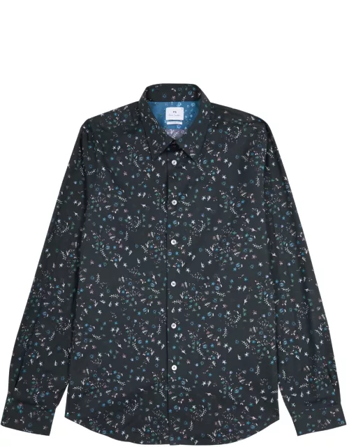 PS Paul Smith Floral-print Stretch-cotton Shirt - Navy