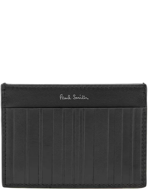 Paul Smith Striped-embossed Leather Card Holder - Black