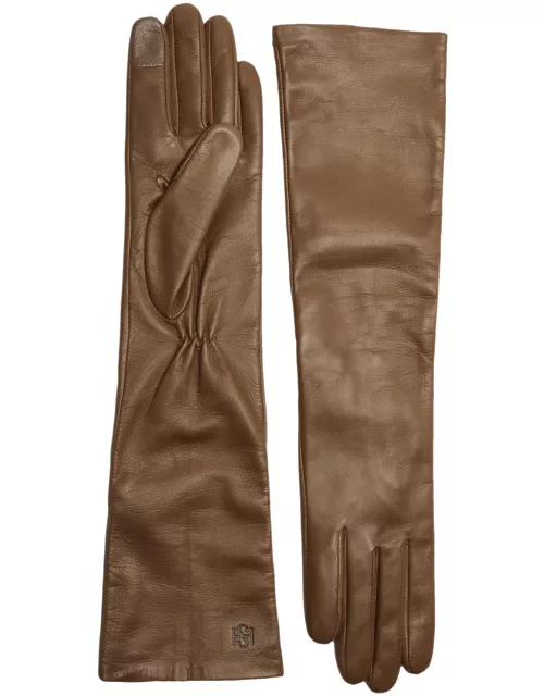 Handsome Stockholm Essentials Long Leather Gloves - Taupe