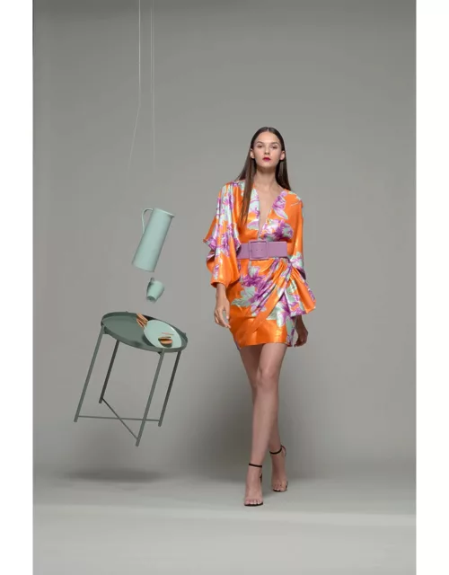 Isabel Sanchis 3/4 Sleeve Mini Orange Cocktail Dres