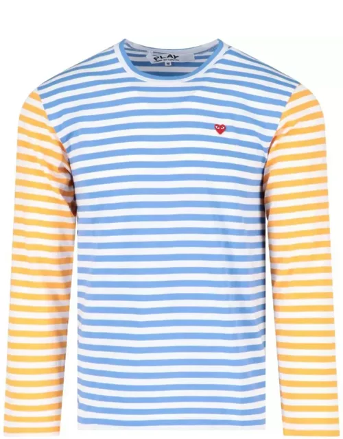 Comme des Garçons Striped Patch Logo T-shirt