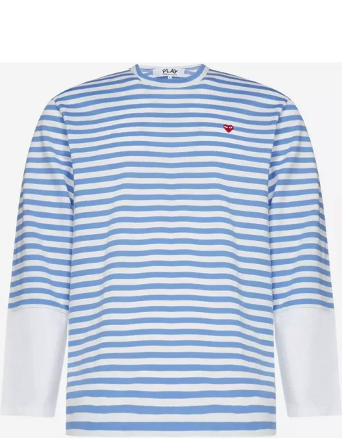Comme des Garçons Logo-patch Striped Cotton T-shirt