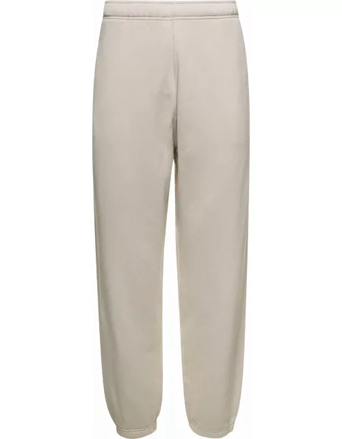 Stone Island White Jogger Pants With Contrasting Logo Embroidery In Cotton Woman
