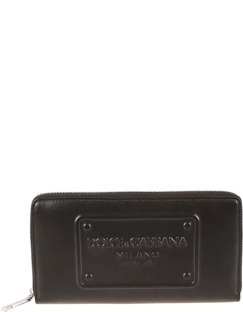 Dolce & Gabbana Logo Embossed Zip Around Wallet