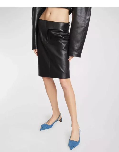 Obra Straight Leather Skirt