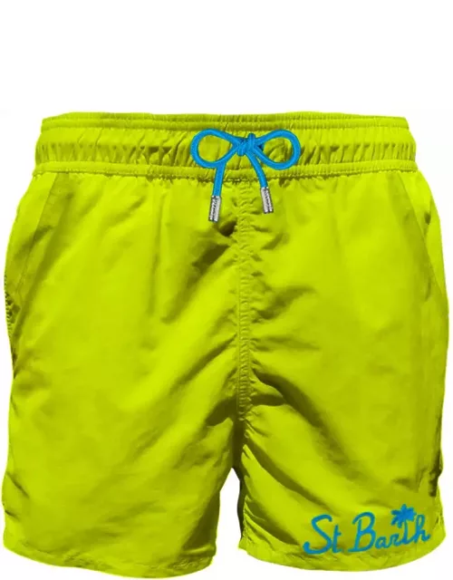MC2 Saint Barth Man Fluo Yellow Swim Shorts With Pocket
