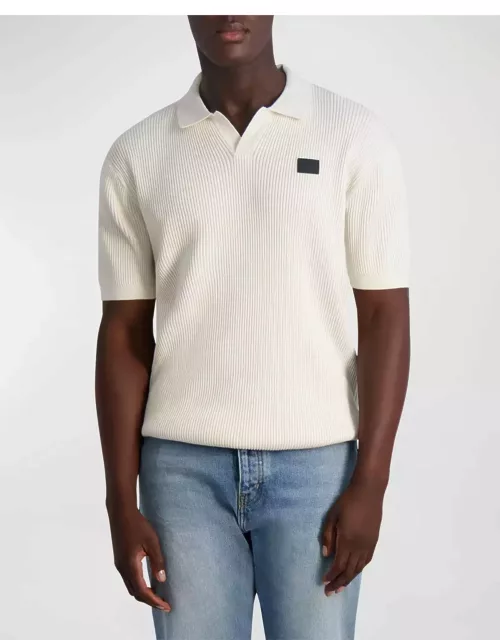 Men's Logo Patch Ribbed Polo Sweater