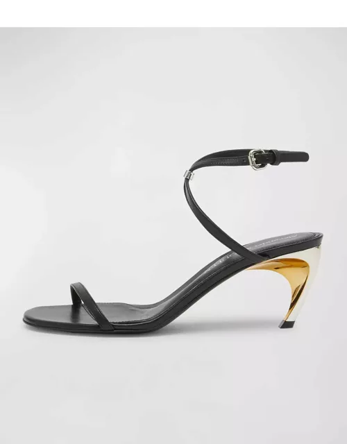 Armadillo Leather Metallic-Heel Sandal