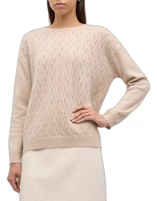 Certo Crewneck Pointelle Cable-Knit Sweater