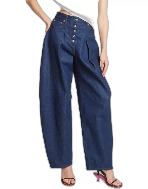 Ovalo Curved Wide-Leg Button-Fly Jean